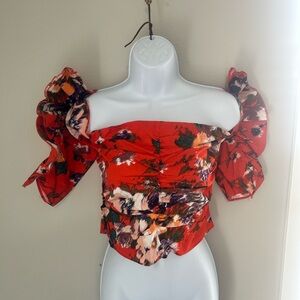 H&M Red Floral Blouse